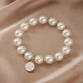 thumbnail image 1 of Fashionable Bracelets Imitation Pearl 26 Alphabet Bracelet Versatile Elastic Cord Beaded Accessories for Women Unique for Loved Ones, 1 of 3