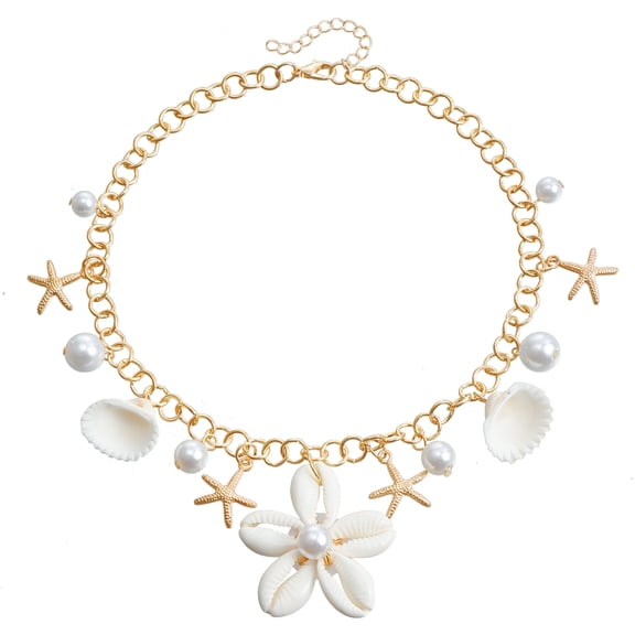 Imitation Pearl Conch Shell Starfish Choker Women Necklace Jewelry
