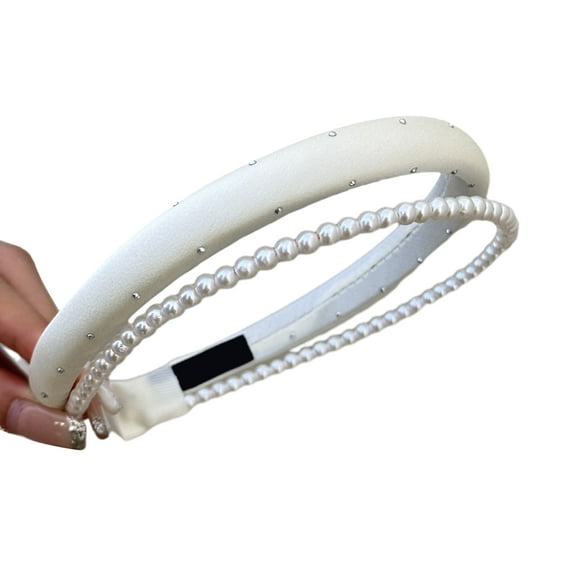 Imitation Pearl Hairband Lightweight Double-Layer Design Headband French Style Hair Hoop Soft Touch Versatile Outfit Accessory