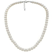 ROMANSA Imitation Pearl Necklace Simple All-Match Neck Chain Elegant Beads Choker Single Layer Jewelry for Women White