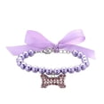 thumbnail image 1 of Imitation Pearl Pet Necklace with Heart Charm and Gemstone Bow, Chic Jewelry Collar Accessory for Small to Large Dogs and Cats, Elegant Ribbon Bowknot Neck Chain Jewelry, Purple, 1 of 3