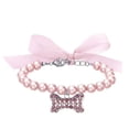 thumbnail image 1 of Imitation Pearl Pet Necklace with Heart Charm and Gemstone Bow, Chic Jewelry Collar Accessory for Small to Large Dogs and Cats, Elegant Ribbon Bowknot Neck Chain Jewelry, Pink, 1 of 2
