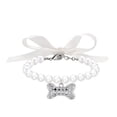 thumbnail image 1 of Imitation Pearl Pet Necklace with Heart Charm and Gemstone Bow, Chic Jewelry Collar Accessory for Small to Large Dogs and Cats, Elegant Ribbon Bowknot Neck Chain Jewelry, White, 1 of 2