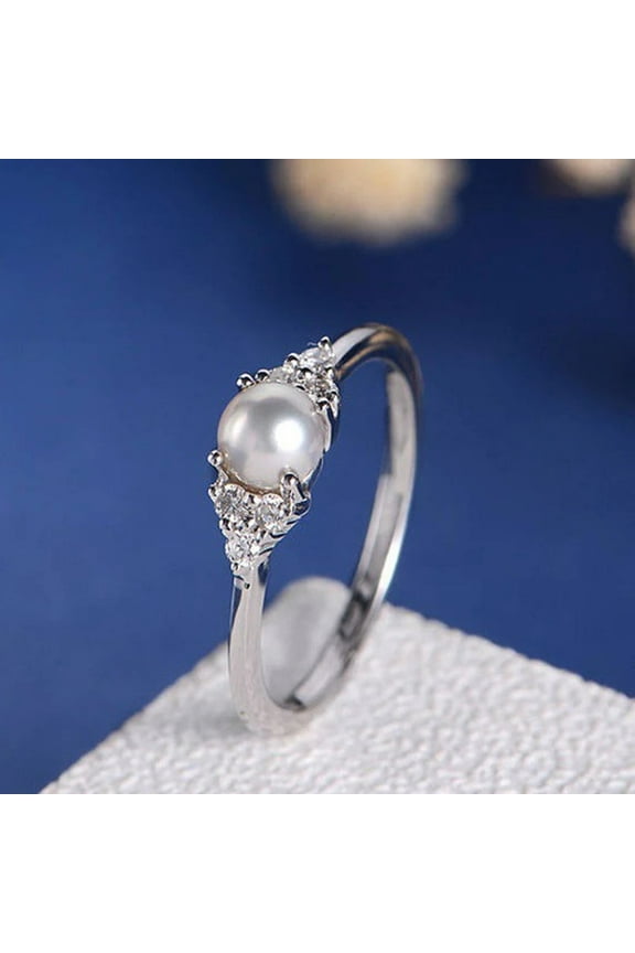 Imitation Pearl Rings For Women Elegant Style Rose Gold Silver Color Anniversary Gift Fashion Jewelry