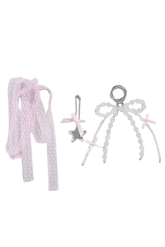 Imitation Pearls Bowknot Keychains for Women Stylish Beaded Keyring Accessories