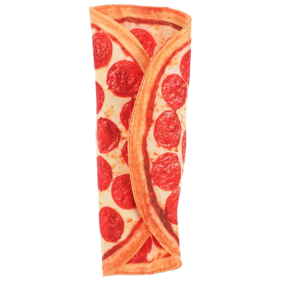 CHICHUMID Canvas Roll Pen Bag Pizza Design Lightweight Round Pencil Holder for Daily Pen Storage