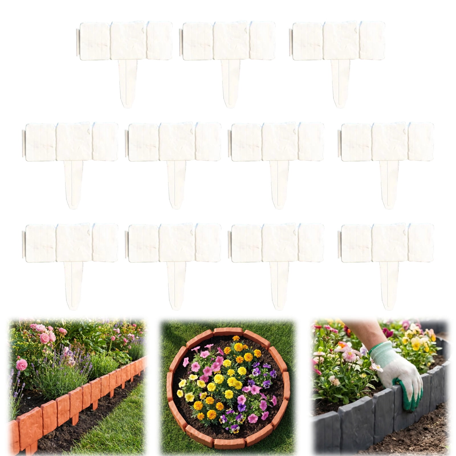 Imitation Plastic Stone Garden Fence Edging- DIY Garden Edging Border, Faux Stone Edging Border, Garden Landscape Edging Border Yard Supply for Gardens, Landscaping,Farm