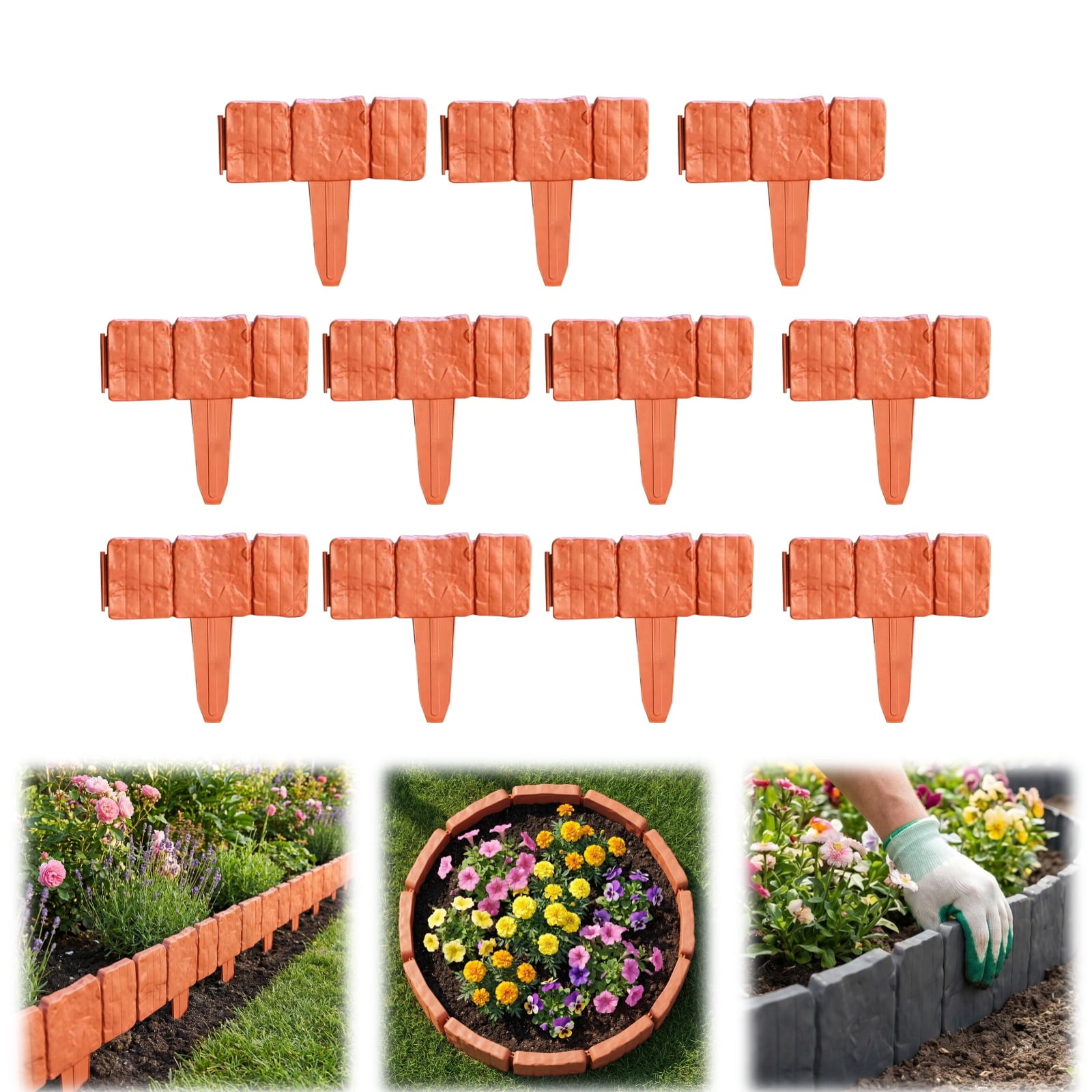 Imitation Plastic Stone Garden Fence Edging- DIY Garden Edging Border, Faux Stone Edging Border, Garden Landscape Edging Border Yard Supply for Gardens, Landscaping,Farm
