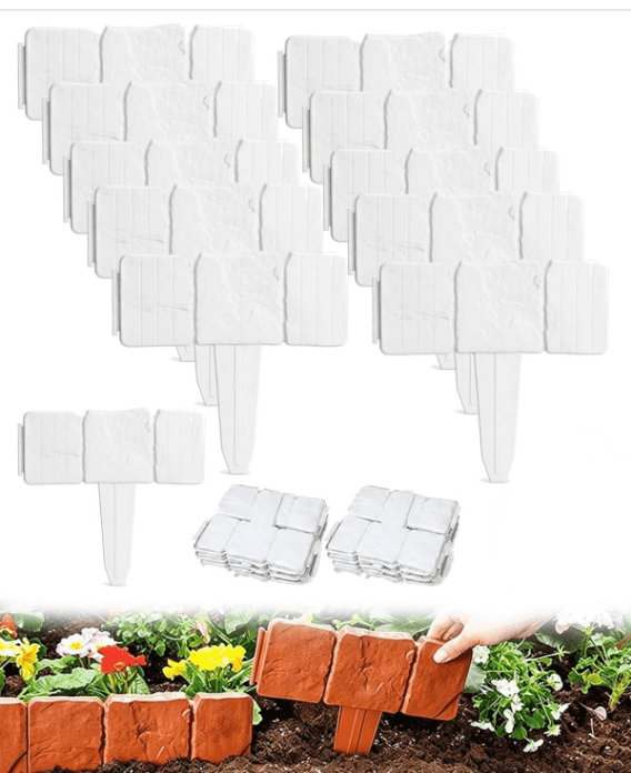 Imitation Plastic Stone Garden Fence Garden Lawn Stone Effect Cobbled Edging Plastic Fence DIY Garden Fence Border,10pcs