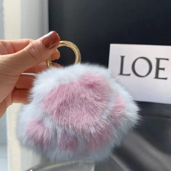 Adorable Bag Ornaments Imitation Soft Pendant Cute Little Car Keychain Accessories for School Bag Decoration Party Favors White Pink