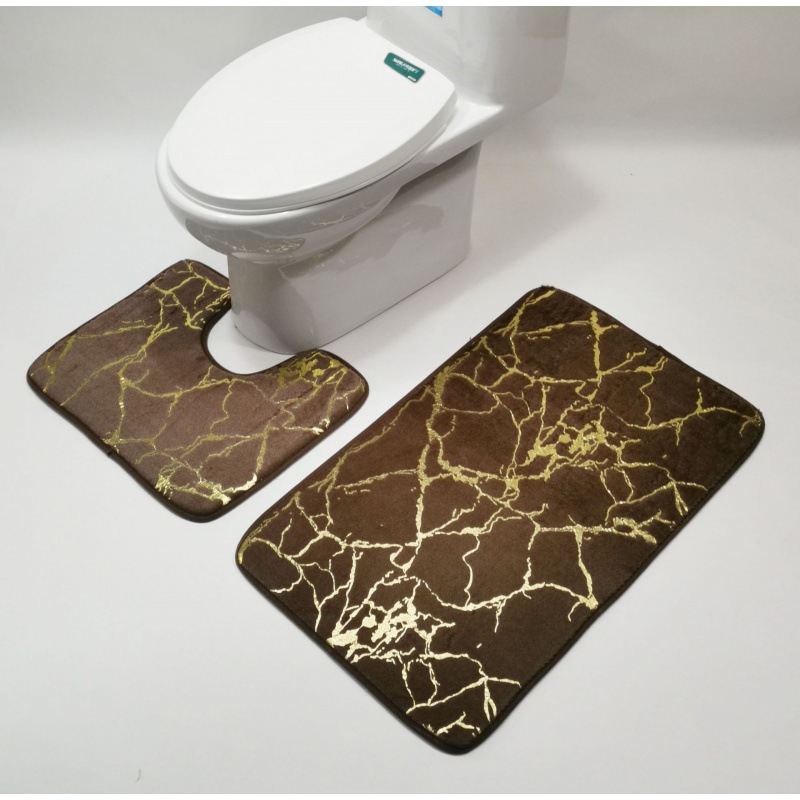 Imitation Rabbit Hair Bronzing Bathroom Carpet Marble Pattern Floor Mat