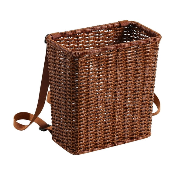 Imitation Rattan Back Basket, Double Shoulder Storage Backpack, Hand Woven Picking Bag, Outdoor Harvest Basket for Outdoor Picking Children Storage