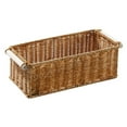thumbnail image 1 of Imitation Rattan Basket,Handmade Woven Storage Baskets,Imitation Wicker Basket with Handle,Rectangular Narrow Woven Baskets Storage Basket for Kitchen,Shelves,Bedroom,Bedroom,Wardrobe M8E3, 1 of 8
