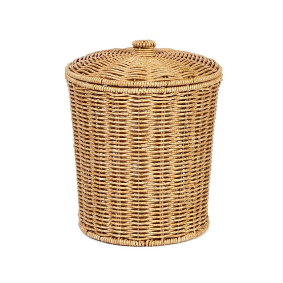 Imitation Rattan Basket with Lid Laundry Hamper for Living Room Bedroom Dorm