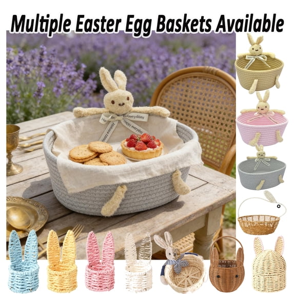 Imitation Rattan Bunny Ear Hand Basket, Paper Rope Woven Flower Arrangement Basket for Green Plants, Floral Shop Display, Creative Spring Easter Home Decoration Accent, HAODEJW