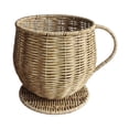 thumbnail image 1 of Imitation Rattan Coffee Cup Shaped Storage Basket with Handle and Base – Decorative Woven Organizer for Coffee Bar Countertop, Small Item Storage, Versatile Home Decor, 1 of 5