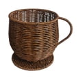 thumbnail image 1 of Imitation Rattan Coffee Cup Shaped Storage Basket with Handle and Base – Decorative Woven Organizer for Coffee Bar Countertop, Small Item Storage, Versatile Home Decor, 1 of 5
