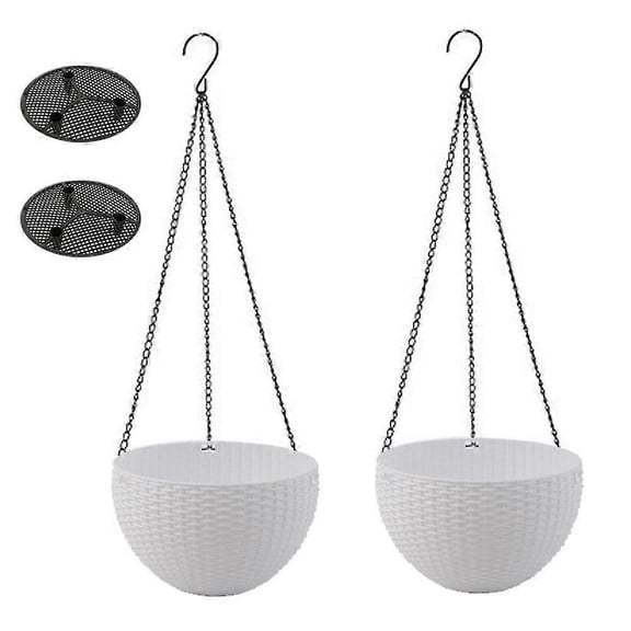Imitation Rattan Flower Pot Hanging Basin Hanging Chlorophylla Home Lazy Person Self-absorbent Hanging Basket Potwhite
