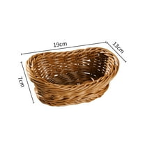 Imitation Rattan Fruit Basket,Woven Fruit Storage Box Strong Baskets Tray Decor Kitchen Restauran  Plants, Flowers 7.5*5.12*2.76Inch