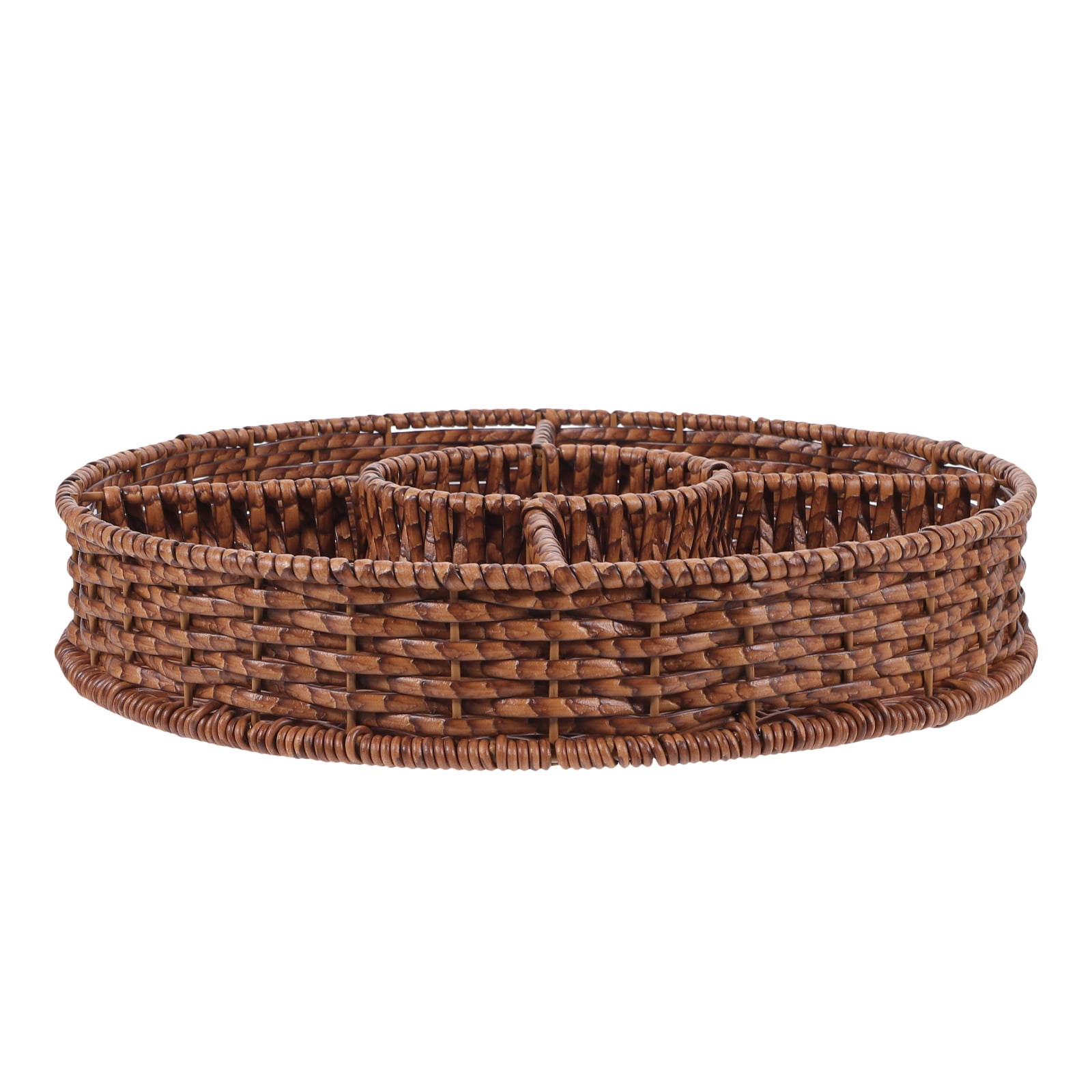 Imitation Rattan Fruit Plate Woven Storage Baskets Home Bread Holder Tabletop Serving Tray for