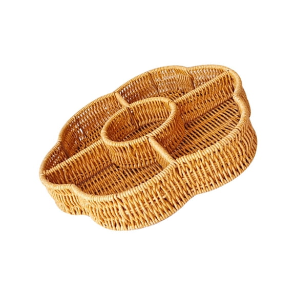 Imitation Rattan Fruit Trays with Divider for Serving and Display in Homes Cafes