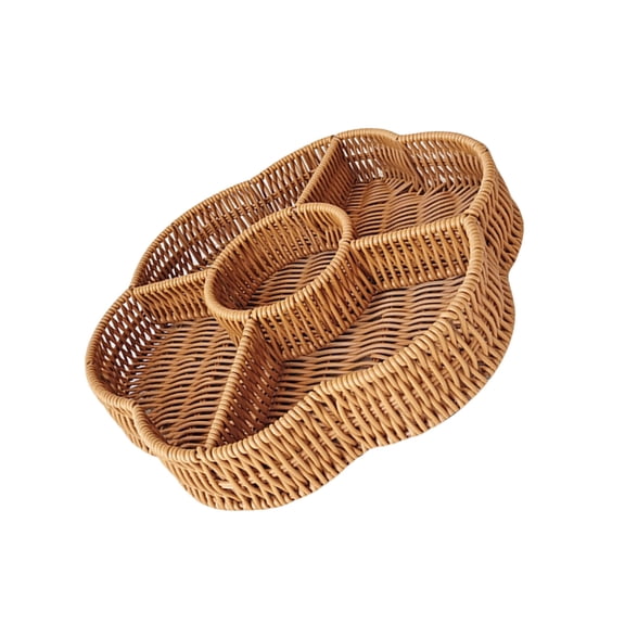 Imitation Rattan Fruit Trays with Divider for Serving and Display in Homes Cafes