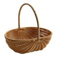thumbnail image 1 of Imitation Rattan Fruit Vegetable Storage Basket,Durable Rattan Wicker Baskets For Serving Potatoes Onions Bread, Fruit Basket with Handle For Kitchen Countertop Organizing, 1Pc(Brown1,11.6x9x11.4"), 1 of 9