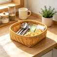 thumbnail image 1 of Imitation Rattan Hand Woven Fruit Basket, Multipurpose Storage Tray for Produce Snacks Dry Goods, Rustic Serving Basket and Organizer for Kitchen Counter Dining Table Display, Yellow, Medium, 1 of 7