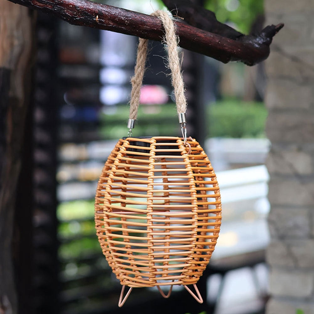 Led Rattan Light Imitation Rattan Pendant Light Decorative Solar Led Garden Lamp For ...