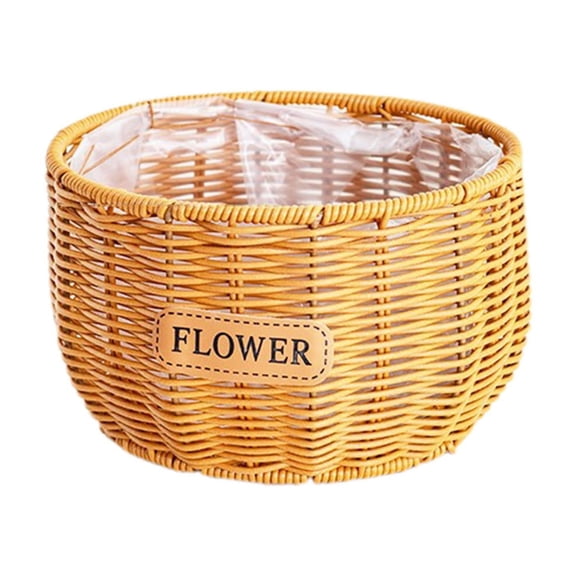 Imitation Rattan Storage Basket Double Ear Oval Flower Basket,Woven Style Storage Container Multi Purpose Flower Arrangement Gift Basket,Home Organization Decorative Storage Basket