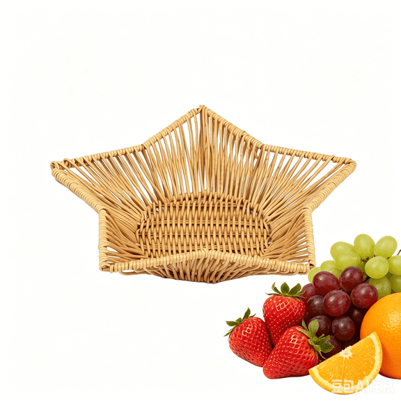 Imitation Rattan Storage Basket Multipurpose Star Shaped Bread Serving Desktop Snacks Organiser
