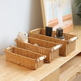 thumbnail image 1 of Imitation Rattan Storage Basket, Woven Desktop Organizer, Basket with Handles for Sundries and Snacks, Organizer for Bathroom, Kitchen, Home Office, 1 of 7