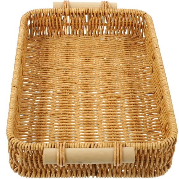 Hand Woven Bread Basket for Bird Use Khaki Color Iron and Plastic Material Storage Tray 7.9 Inches