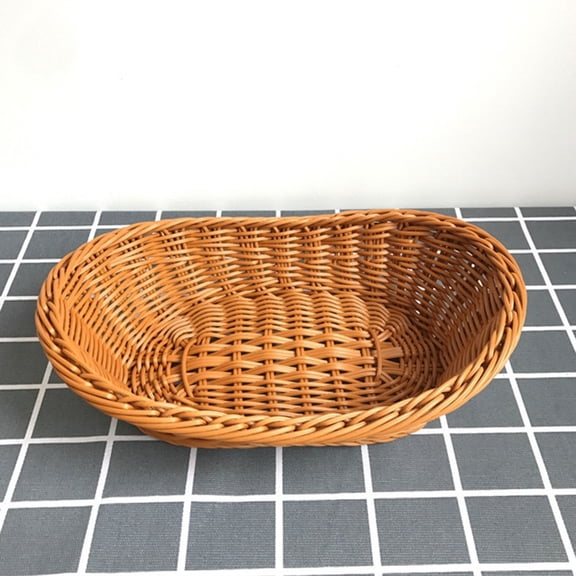 Imitation Rattan Woven Bread Basket Wicker Fruit Baskets for Food Serving Display Vegetables Home Kitchen Restaurant