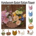 thumbnail image 1 of Imitation Rattan Woven Flower Basket with Bunny Ears, Handheld Paper Rope Basket for Floral Design, Green Plant Display, Easter Decor, Spring Party and Home Decoration Use, HAODEJW, 1 of 8