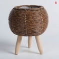 thumbnail image 1 of Imitation Rattan Woven Flower Shelf Planters Handmade Storage Basket With Removable Wooden Legs Plant Pot Stand Holder, 1 of 14