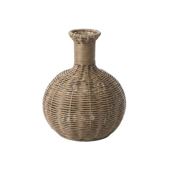 Imitation Rattan Woven Flower Vase – Stylish Brown Home Decoration Vase Ornament for Living Room, Entryway & Modern Interiors