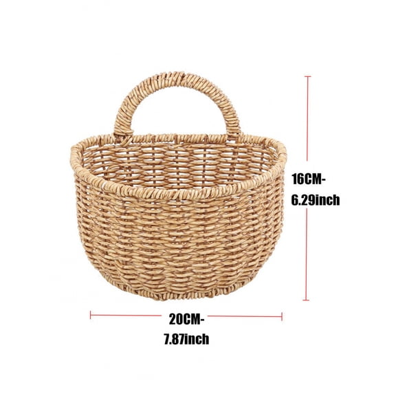 Imitation Rattan Woven Ginger And Garlic Egg Wall Hanging Storage Basket Bathroom Wall Hanging Basket