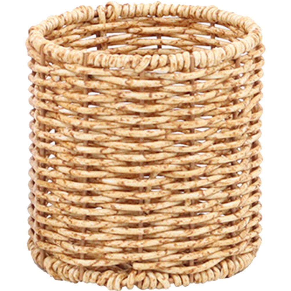Imitation Rattan Woven Pen Holder Round Pencil Holder Desktop Pencil