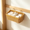 thumbnail image 1 of Imitation Rattan Woven Small Storage Baskets for Organizing, Wall Hanging Imitation Wicker Basket for over Toilet Storage Shelf, Home Decor, Living Room, 1 of 6