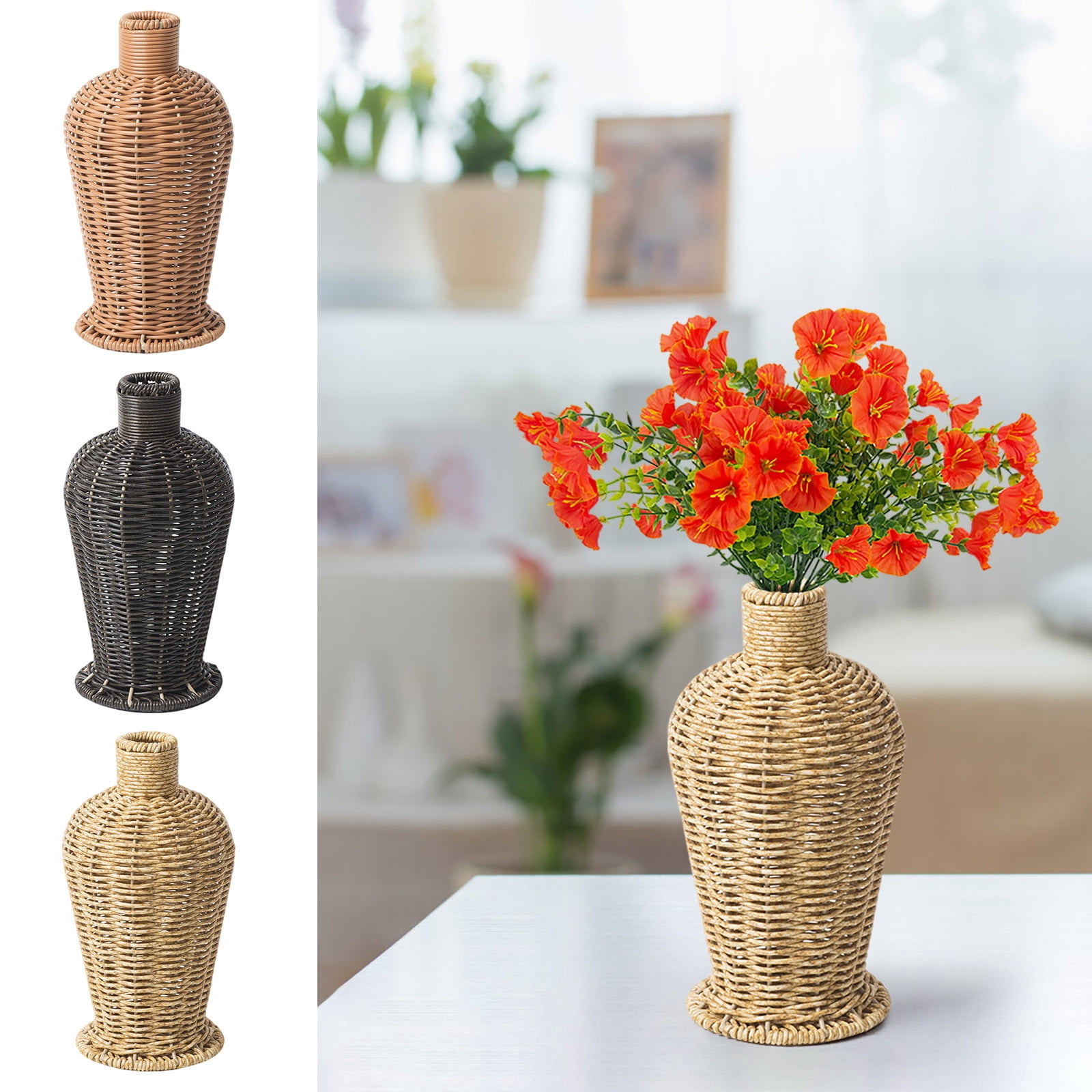 Imitation Rattan Woven Vase, Small Braided Boho Vases for Pampas Grass ...