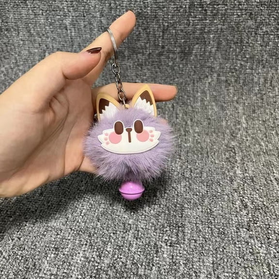 Imitation Rex Rabbit Fur Cute Lucky Cat with Bell Plush Pendant Keychain Bag Pendant Versatile Plush Keychain
