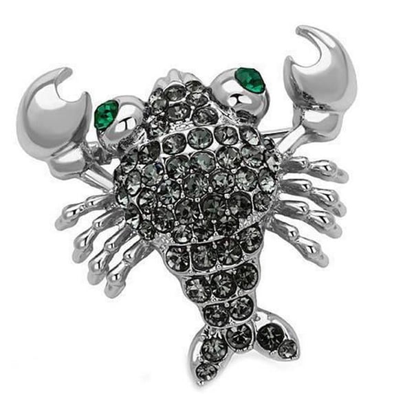 Imitation Rhodium White Metal Brooches with Top Grade Crystal, Emerald