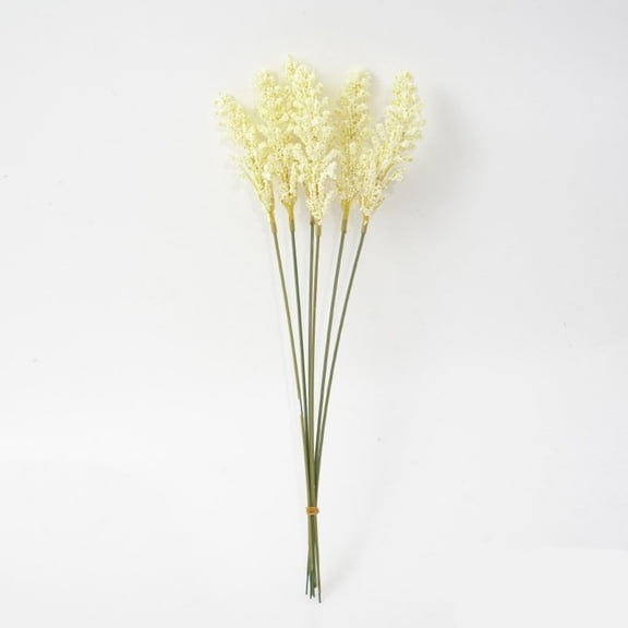 Imitation Rice Ear Bouquet 6-Pack - Artificial Wheat Stems Fake Dried Flowers for Vase Decor, Photography Props Small Fresh Plastic Bouquet
