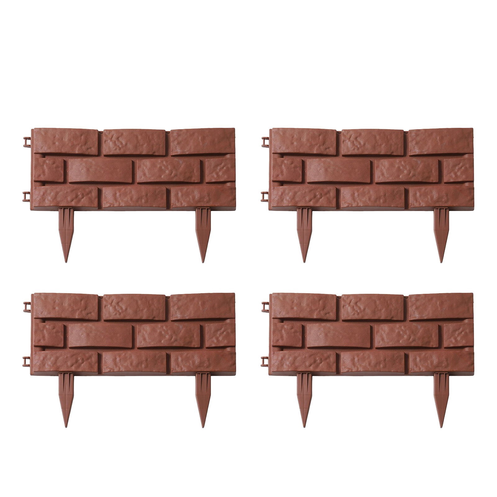Imitation Stone Garden Fence 4PCS Plastic Retaining Edging Border Grey Cobbled Effect Landscape Decor Interlocking Decorative Panels Flower Bed Path Lawn Outdoor Picket Yard Grass Edge