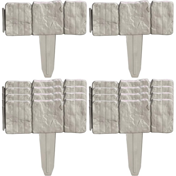 Imitation Stone Garden Fence, No Dig Garden Edging, Flexible Landscape Border with Stakes, Plastic Lawn Edging for Flower Beds, Weatherproof Yard Border for Pathways Tree Rings