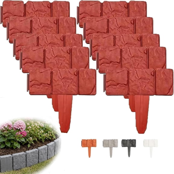 Imitation Stone Garden Fence Faux Decorative Panels, Outdoor Border with Sturdy Layer, Lawn Utility with Refined Texture, Artificial Edging for Flower Beds Patio Grass