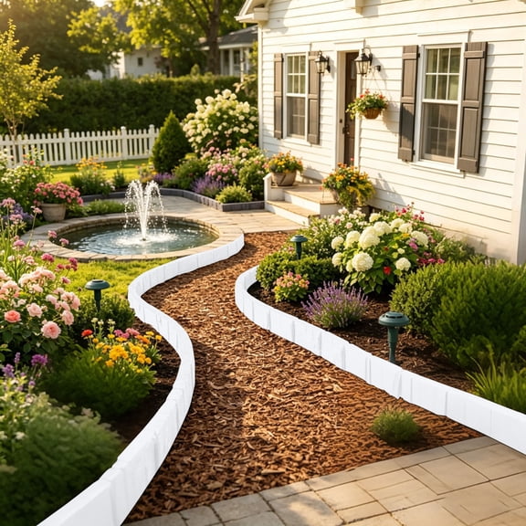 Imitation Stone Garden Fence Interlocking Plastic Garden Edging Landscape Border Decorative Retaining Fence Panel for Flower Beds Pathways Lawn Path Yard