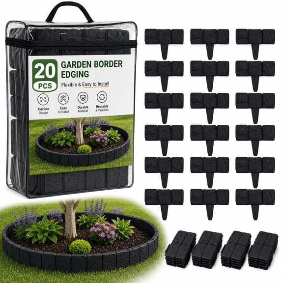 Imitation Stone Garden Fence PP Plastic Interlocking Edging Border Panels for Flower Bed Lawn Path Yard Landscaping
