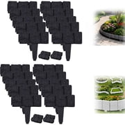 Imitation Stone Garden Fence Plastic Garden Retaining Edging Border, No Dig Landscape Edging, Interlocking Decorative Panels for Flower Bed Path Lawn Outdoor Picket Yard Grass Edge 20pcs,Black